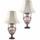 A PAIR OF NAPLES PORCELAIN TWO-HANDLED FAUX PORPHYRY-GROUND TOPOGRAPHICAL VASES MOUNTED AS LAMPS - Foto 1