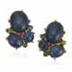 NO RESERVE | SEAMAN SCHEPPS SAPPHIRE, COLORED SAPPHIRE AND PERIDOT EARRINGS - фото 1