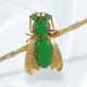 Interessante antike Insektenbrosche mit Jadeit, Gold - фото 1