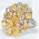 Ring: hochwertiger und dekorativer 18K Weißgoldring mit Brillanten und großen gelben Fancy Diamanten, ca. 3,56ct - Foto 1