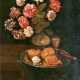 Tischstilleben mit Nelkenstrauß, Granatapfel und Sherry. Holländischer Stillebenmaler - Foto 1