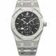 AUDEMARS PIGUET. AN ATTRACTIVE STAINLESS STEEL AUTOMATIC DUAL TIME WRISTWATCH WITH DATE, POWER RESERVE, DAY/NIGHT INDICATOR, BRACELET, GUARANTEE AND BOX - photo 1