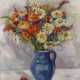 Elfriede Mäckel, Sommerblumen in blauer Vase - фото 1