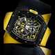 RICHARD MILLE. AN EXTREMELY RARE CARBON NANOTUBE LIMITED EDITION TONNEAU-SHAPED AUTOMATIC SEMI-SKELETONISED FLYBACK CHRONOGRAPH WRISTWATCH WITH ANNUAL CALENDAR - Foto 1