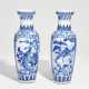 Pair of large blue and white floor vases - фото 1