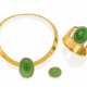 Nephrite-Pearl-Set: Necklace, Bangle and Brooch - Foto 1