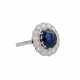 Ring mit Saphir entouriert von Brillanten, zus. ca. 1 ct, - photo 1