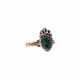 Rokoko Ring mit grün foliertem Topas umgeben von frühen Altschliffdiamanten, - photo 1