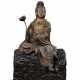 A VERY RARE LARGE GILT-LACQUERED BRONZE SEATED FIGURE OF GUANYIN - photo 1
