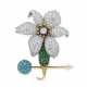 TIFFANY & CO. SCHLUMBERGER STUDIOS DIAMOND, EMERALD AND TURQUOISE BROOCH - photo 1