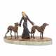 BILDHAUER/IN DES 19./20. Jh., Belgien oder Frankreich, Art-Déco-Figurengruppe "Dame mit zwei Windhunden", - фото 1