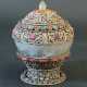 Tibetian big reliquary, round form with rock crystal decorated with silver filigree ornaments in form of lotus leaves and stones - photo 1
