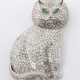 Extravagante Katzenbrosche mit Diamantbesatz Platin, gr… - Foto 1