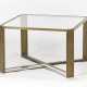 Living room table with structure in brass and chromed metal, glass top. Italy, 1970s. (80x50x80 cm.) (slight defects) - фото 1