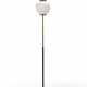 Floor lamp with stem in brass and black painted metal, base in white marble, diffuser in incamiciato lattimo glass, frosted on the external surface. Italy, 1950s/1960s. (h 188 cm.) (slight defects) - photo 1