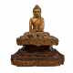 Buddha. Holz, Goldlack, Glassteine. BIRMA, MANDALAY, 20. Jh., - photo 1
