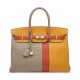 A LIMITED EDITION MOUTARDE, SANGUINE & GRIS PERLE CLÉMENCE LEATHER CASCADE BIRKIN 35 WITH BRUSHED PALLADIUM HARDWARE - фото 1
