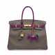 A CUSTOM ÉTAIN & ANÉMONE SWIFT LEATHER BIRKIN 35 WITH BRUSHED GOLD HARDWARE - фото 1