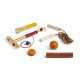 A SET OF SIX GAMES: TWO PETIT H LEATHER BALL GAMES, A SPORT C'EST CHIC LEATHER AND WOOD SKIPPING ROPE, AN ORANGE LEATHER BASEBALL, AN ORANGE LEATHER YO-YO AND ONE LEATHER MIKADO PICK UP STICKS GAME - photo 1