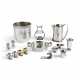 A SET OF FIFTEEN PIECES OF SILVER: FOUR NAPKIN RINGS, A SHALLOW BOWL WITH HANDLES, A WINE COOLER, A BOTTLE OPENER, TWO INCENSE BURNERS, A SMALL PERFORATED CUP, TWO GOLF BALL BOTTLE STOPPERS, A MEDIUM CUP, A HANDLED JUG AND A STIRRUP STAND - фото 1