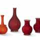 THREE COPPER-RED-GLAZED VASES AND A CORAL-GLAZED VASE - фото 1