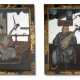 A NEAR PAIR OF CHINESE REVERSE-PAINTED MIRROR PICTURES - фото 1