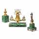 AN ORMOLU-MOUNTED MALACHITE DESK STAND AND TWO SIMILAR PAPERWEIGHTS - фото 1