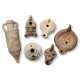 FIVE ANCIENT TERRACOTTA OIL LAMPS AND AN AMPHORA - photo 1