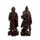 Paar daoistische Skulpturen aus Holz. CHINA, - Foto 1