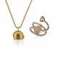 CHOPARD DIAMOND 'HAPPY HEARTS TWIST' RING AND ERIC BERTRAND MULTI-GEM PENDENT NECKLACE - фото 1