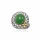 JADEITE, CULTURED PEARLS, COLOURED SAPPHIRE AND DIAMOND RING - photo 1