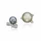 TWO CULTURED PEARL AND DIAMOND RING - Foto 1