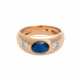 Bandring mit ovalem Saphircabochon und 2 Brillanten, - фото 1