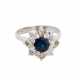 Ring mit Saphir und 8 Diamanten, zusammen ca 0,9 ct, - фото 1