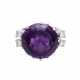 Ring mit 1 Amethyst und 4 Brillanten, zusammen ca. 0,4 ct, - photo 1