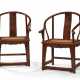 A PAIR OF HUANGHUALI HORSESHOE-BACK ARMCHAIRS - фото 1