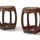 A VERY RARE PAIR OF HUANGHUALI DRUM STOOLS - фото 1