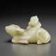 A PALE YELLOW AND BROWN JADE `BUFFALO AND BOY’ GROUP - photo 1