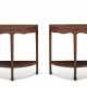A PAIR OF POLYCHROME BROWN LACQUER DEMI-LUNE TABLES - фото 1