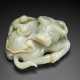 A WELL-CARVED GREENISH-WHITE JADE `BUFFALO AND BOY’ GROUP - photo 1