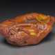 A SMALL CARVED AMBER MAGNOLIA-FORM WATER POT - photo 1