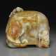 A MOTTLED GREYISH-WHITE AND RUSSET JADE `ELEPHANT AND BOYS’ GROUP - фото 1