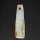 A VERY RARE AND FINELY CARVED WHITE JADE TABLET PENDANT - photo 1