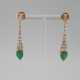 Ein Paar Smaragd-Ohrhänger/-stecker mit Diamanten-- 14Kt. - photo 1
