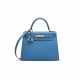 A BLEU ZANZIBAR EPSOM LEATHER SELLIER KELLY 28 WITH GOLD HARDWARE - photo 1