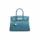 A CUSTOM TURQUOISE & ROSE AZALÉE CHÈVRE LEATHER BIRKIN 30 WITH PALLADIUM HARDWARE - фото 1