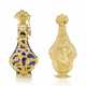 A GEORGE II GOLD SCENT BOTTLE AND A GEORGE III ENAMELLED GOLD-MOUNTED CUT-GLASS SCENT BOTTLE - фото 1