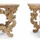A PAIR OF ITALIAN OCHRE AND GREY-PAINTED CONSOLE TABLES - фото 1