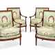 A SET OF FOUR LATE LOUIS XVI MAHOGANY AND PARCEL-GILT FAUTEUILS - фото 1