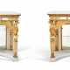 A PAIR OF NORTH ITALIAN EMPIRE PARCEL-GILT, CREAM AND WHITE-PAINTED AND SIMULATED-MARBLE CONSOLE TABLES - photo 1